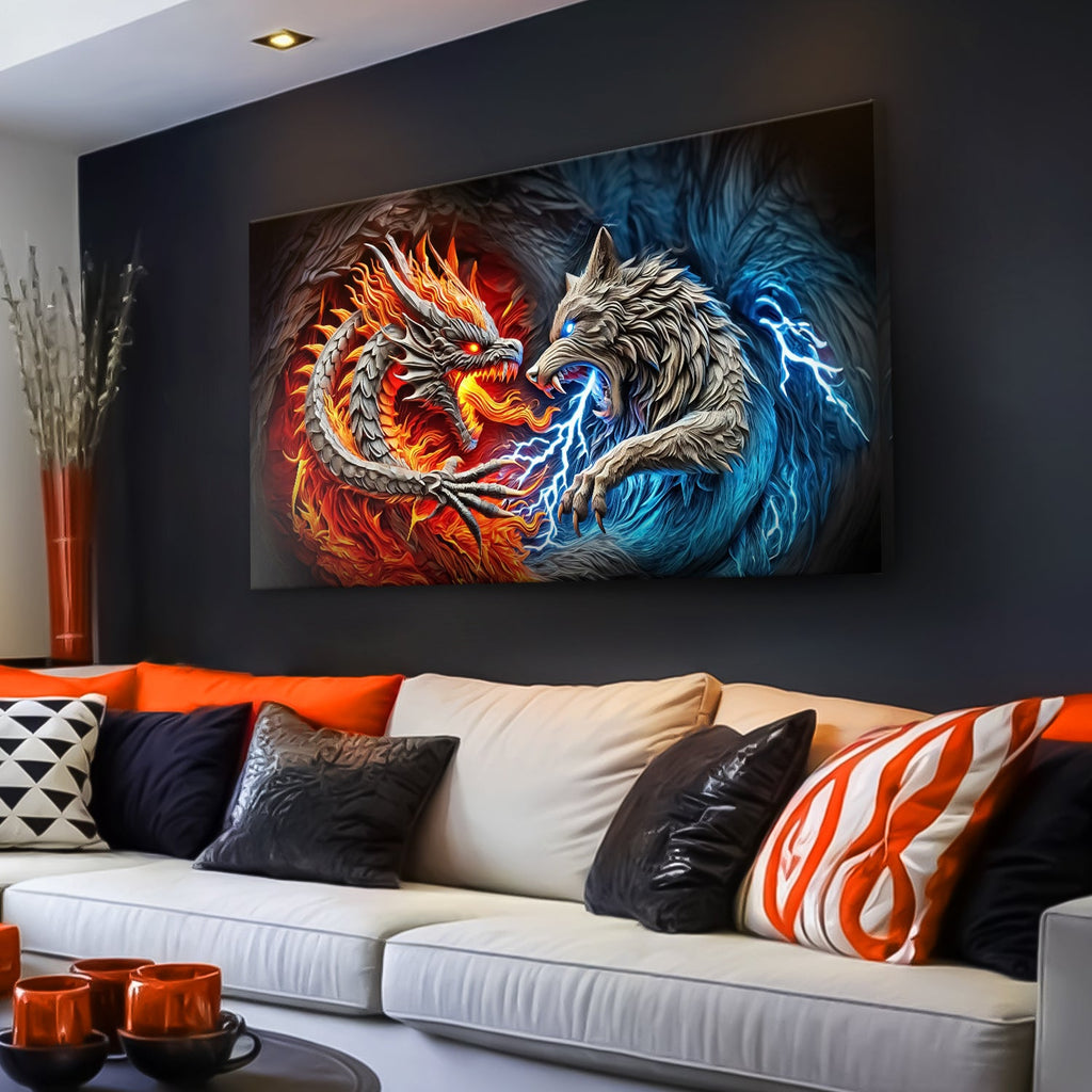 Dragon and Wolf Wall Art II