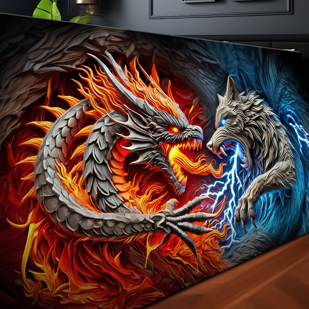 Dragon and Wolf Wall Art II