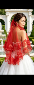 Red Lace Bridal Veil