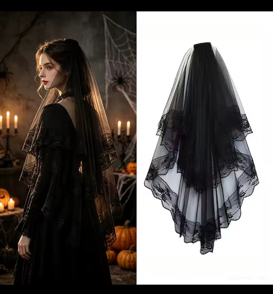 Gothic Black Wedding Veil